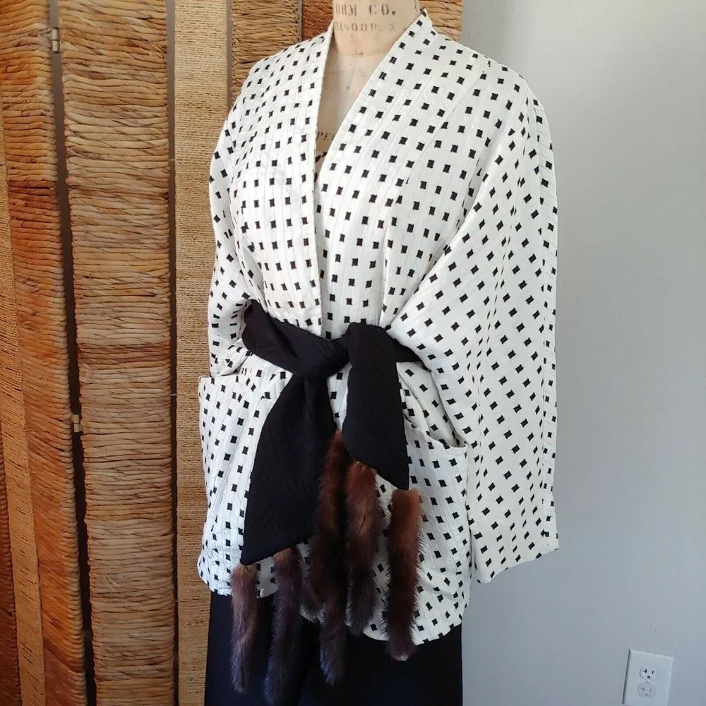 Vintage White with Black Checks Jacket - Picture 8 of 8